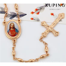 43061 Mode Charme Jesus Kreuz Rose Gold-Plated Nachahmung Legierung Kupfer Schmuck Kette Halskette
